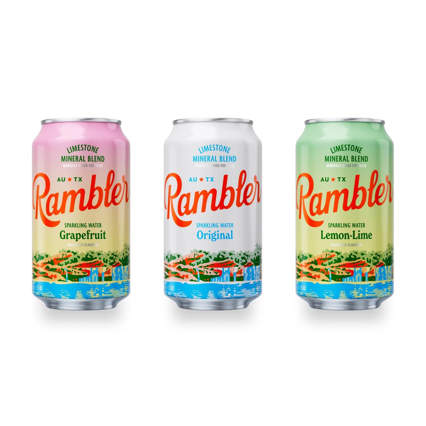 AUTX RAMBLER Variety Pack Sparkling Water, 12 Ounce (3 x 8 Pack)